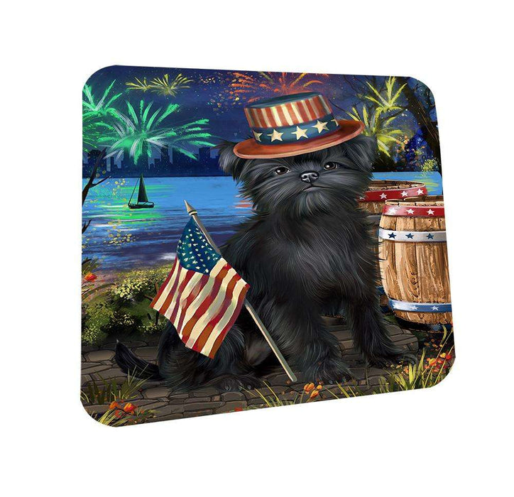 4th of July Independence Day Fireworks Affenpinscher Dog at the Lake Coasters Set of 4 CST50856