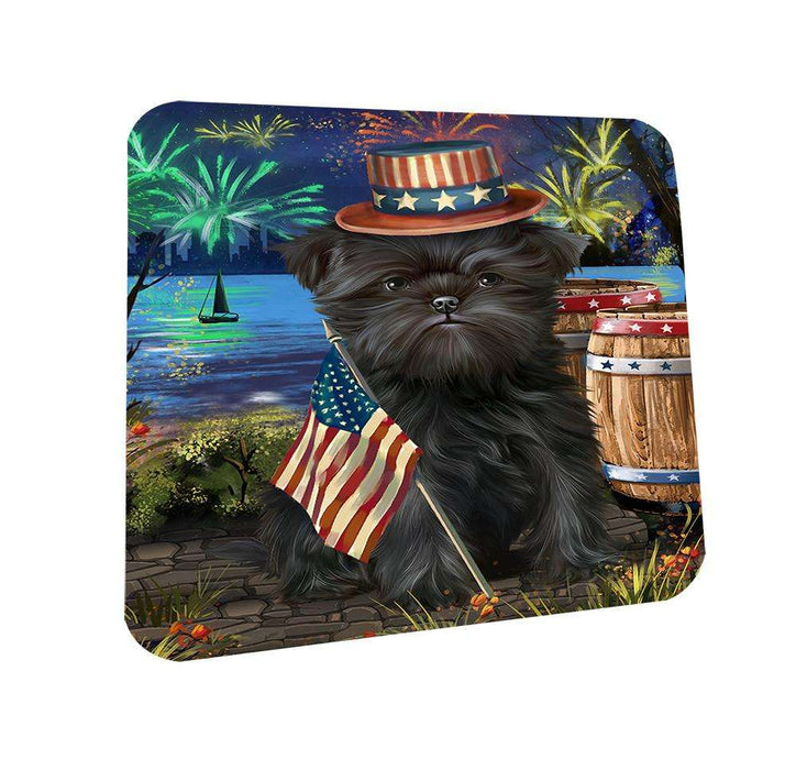 4th of July Independence Day Fireworks Affenpinscher Dog at the Lake Coasters Set of 4 CST50857