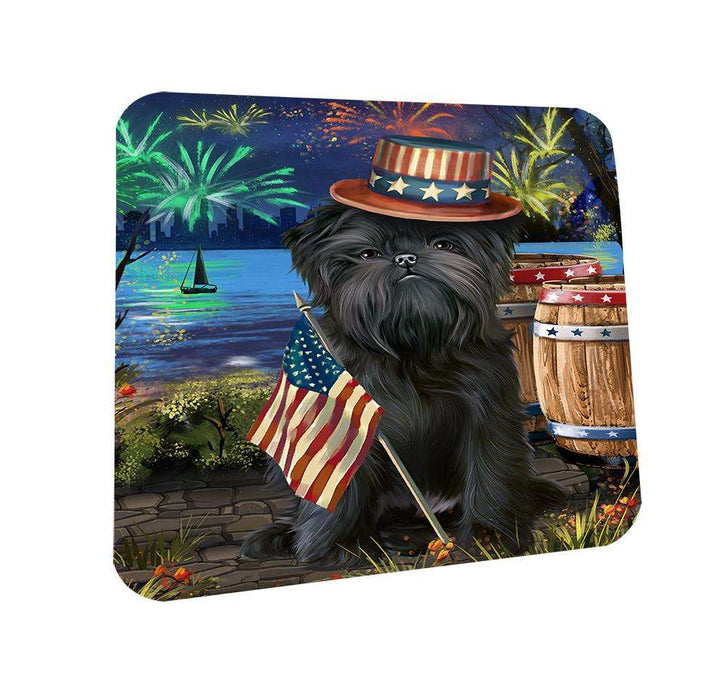 4th of July Independence Day Fireworks Affenpinscher Dog at the Lake Coasters Set of 4 CST50858