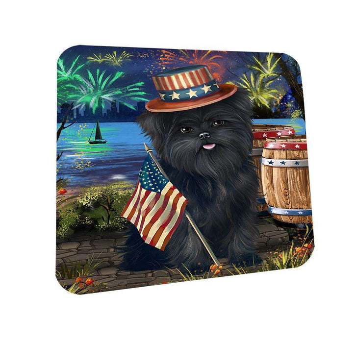4th of July Independence Day Fireworks Affenpinscher Dog at the Lake Coasters Set of 4 CST50859
