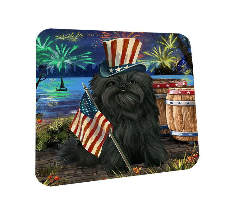 4th of July Independence Day Fireworks Affenpinscher Dog at the Lake Coasters Set of 4 CST50860