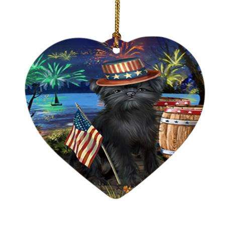 4th of July Independence Day Fireworks Affenpinscher Dog at the Lake Heart Christmas Ornament HPOR50897