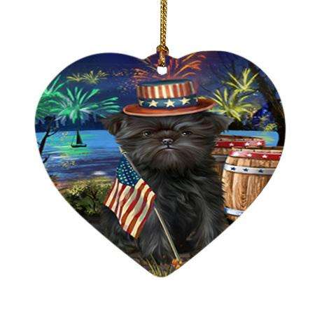 4th of July Independence Day Fireworks Affenpinscher Dog at the Lake Heart Christmas Ornament HPOR50898