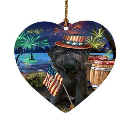 4th of July Independence Day Fireworks Affenpinscher Dog at the Lake Heart Christmas Ornament HPOR50899