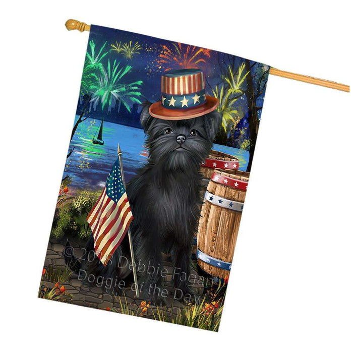 4th of July Independence Day Fireworks Affenpinscher Dog at the Lake House Flag FLG50955