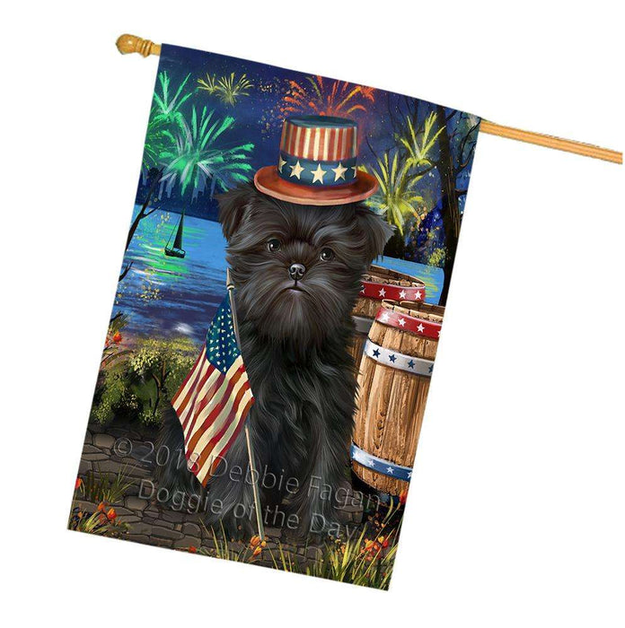 4th of July Independence Day Fireworks Affenpinscher Dog at the Lake House Flag FLG50956