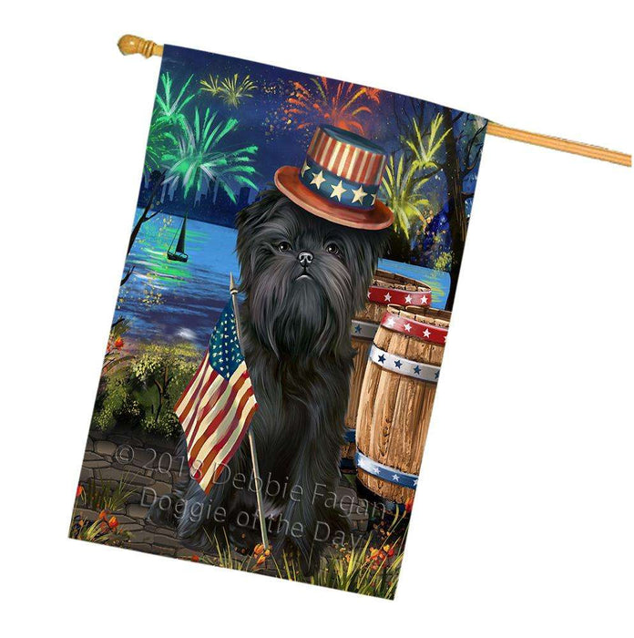 4th of July Independence Day Fireworks Affenpinscher Dog at the Lake House Flag FLG50957