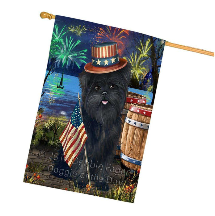 4th of July Independence Day Fireworks Affenpinscher Dog at the Lake House Flag FLG50958