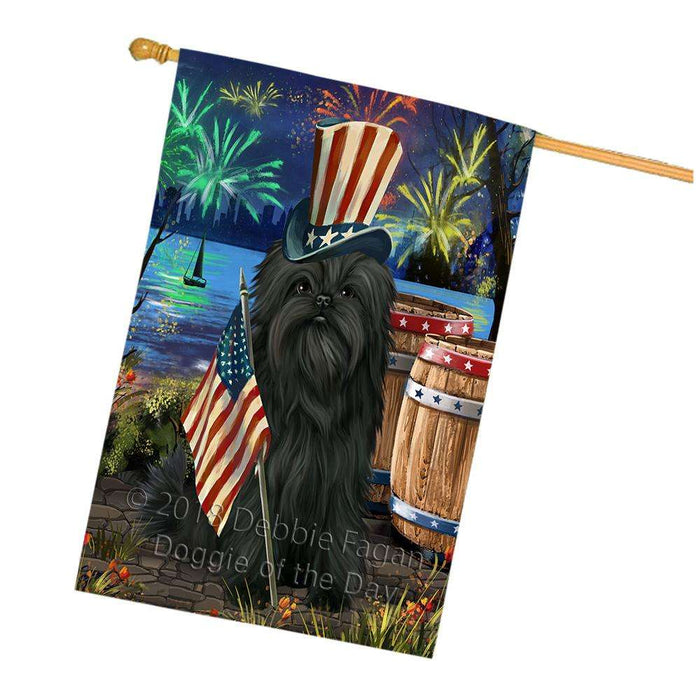 4th of July Independence Day Fireworks Affenpinscher Dog at the Lake House Flag FLG50959