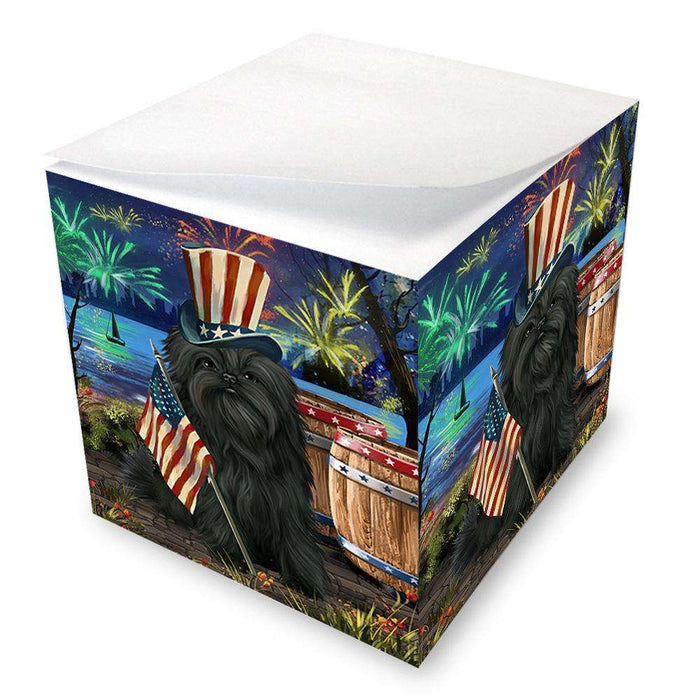 4th of July Independence Day Fireworks Affenpinscher Dog at the Lake Note Cube NOC50901