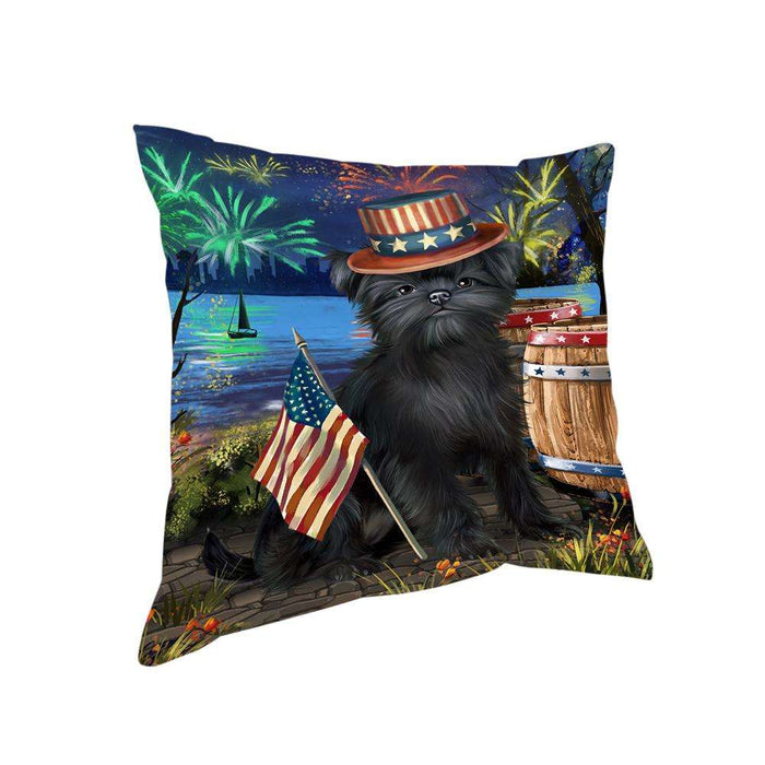 4th of July independence Day Fireworks Affenpinscher Dog at the Lake Pillow PIL59652