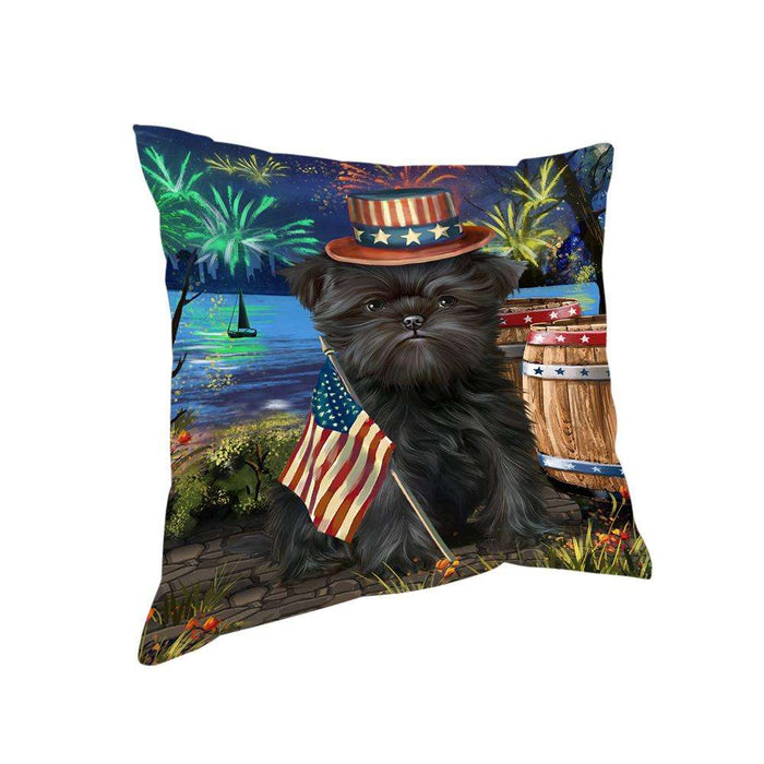 4th of July independence Day Fireworks Affenpinscher Dog at the Lake Pillow PIL59656