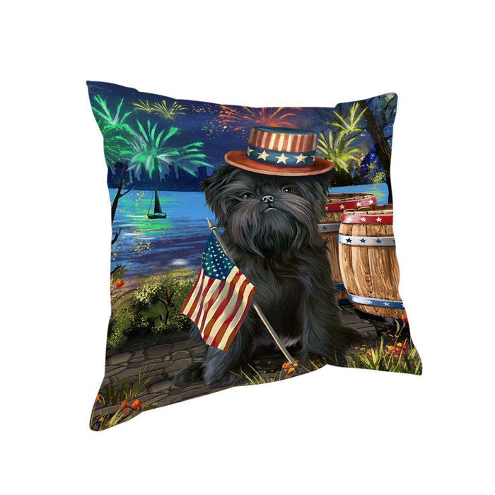 4th of July independence Day Fireworks Affenpinscher Dog at the Lake Pillow PIL59660