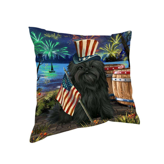 4th of July independence Day Fireworks Affenpinscher Dog at the Lake Pillow PIL59668
