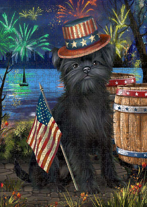 4th of July independence Day Fireworks Affenpinscher Dog at the Lake Puzzle with Photo Tin PUZL56553