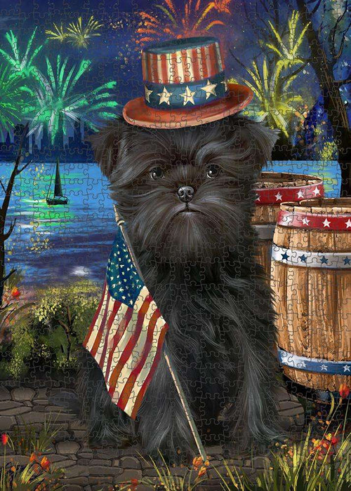 4th of July independence Day Fireworks Affenpinscher Dog at the Lake Puzzle with Photo Tin PUZL56556