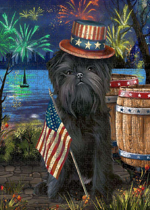 4th of July independence Day Fireworks Affenpinscher Dog at the Lake Puzzle with Photo Tin PUZL56559