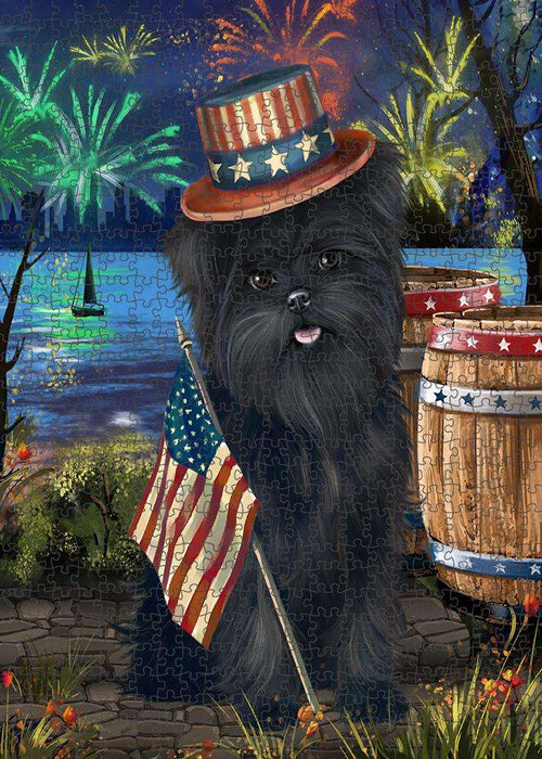 4th of July independence Day Fireworks Affenpinscher Dog at the Lake Puzzle with Photo Tin PUZL56562