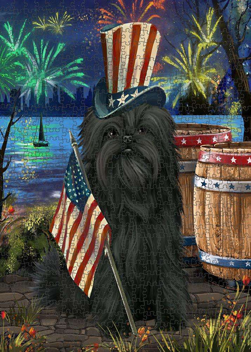 4th of July independence Day Fireworks Affenpinscher Dog at the Lake Puzzle with Photo Tin PUZL56565