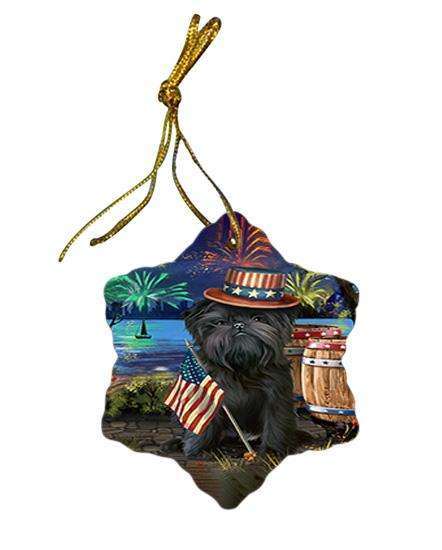 4th of July Independence Day Fireworks Affenpinscher Dog at the Lake Star Porcelain Ornament SPOR50891