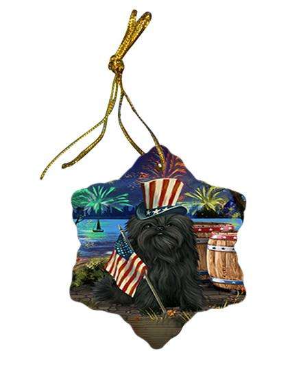 4th of July Independence Day Fireworks Affenpinscher Dog at the Lake Star Porcelain Ornament SPOR50893