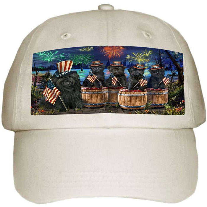 4th of July Independence Day Fireworks Affenpinschers at the Lake Ball Hat Cap HAT56739