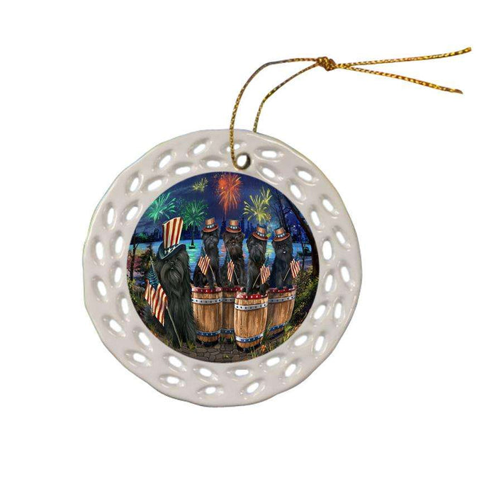 4th of July Independence Day Fireworks Affenpinschers at the Lake Ceramic Doily Ornament DPOR51002