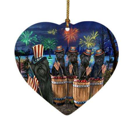 4th of July Independence Day Fireworks Affenpinschers at the Lake Heart Christmas Ornament HPOR51002
