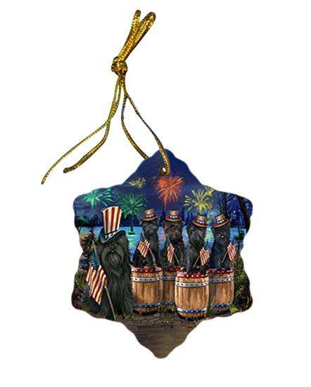 4th of July Independence Day Fireworks Affenpinschers at the Lake Star Porcelain Ornament SPOR50994