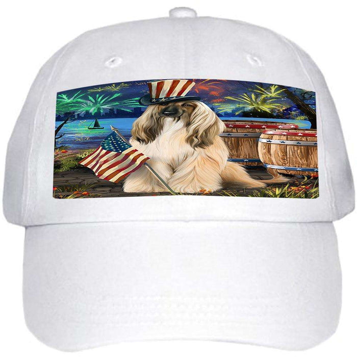 4th of July Independence Day Fireworks Afghan Hound Dog at the Lake Ball Hat Cap HAT56922