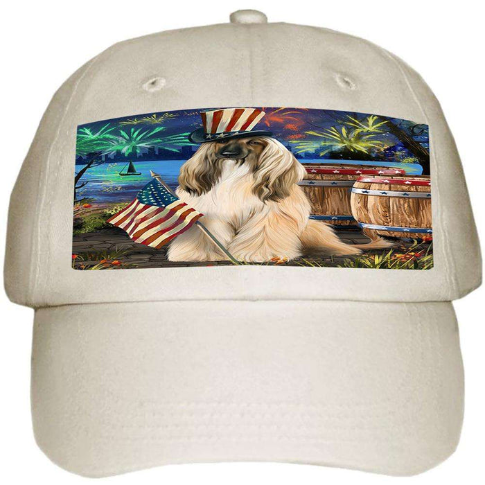 4th of July Independence Day Fireworks Afghan Hound Dog at the Lake Ball Hat Cap HAT56922
