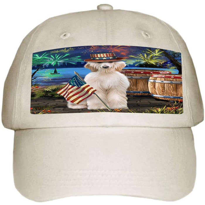 4th of July Independence Day Fireworks Afghan Hound Dog at the Lake Ball Hat Cap HAT56925
