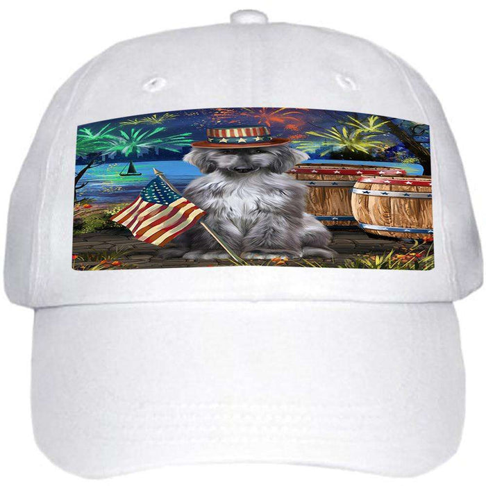 4th of July Independence Day Fireworks Afghan Hound Dog at the Lake Ball Hat Cap HAT56928