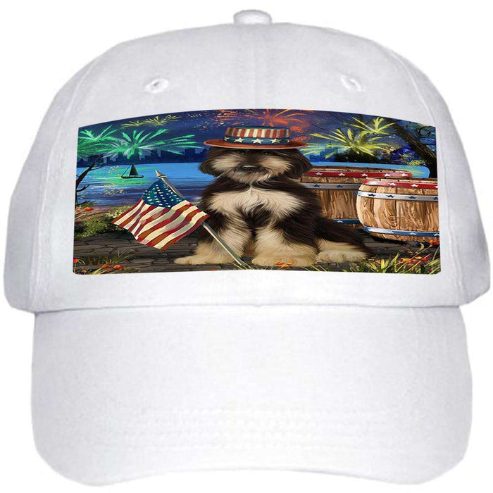 4th of July Independence Day Fireworks Afghan Hound Dog at the Lake Ball Hat Cap HAT56934