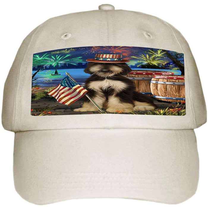4th of July Independence Day Fireworks Afghan Hound Dog at the Lake Ball Hat Cap HAT56934