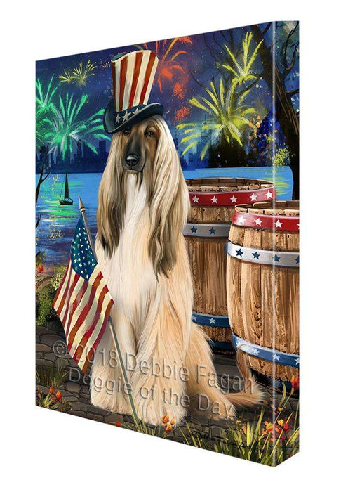 4th of July Independence Day Fireworks Afghan Hound Dog at the Lake Canvas Print Wall Art Décor CVS76157
