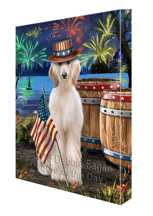 4th of July Independence Day Fireworks Afghan Hound Dog at the Lake Canvas Print Wall Art Décor CVS76166