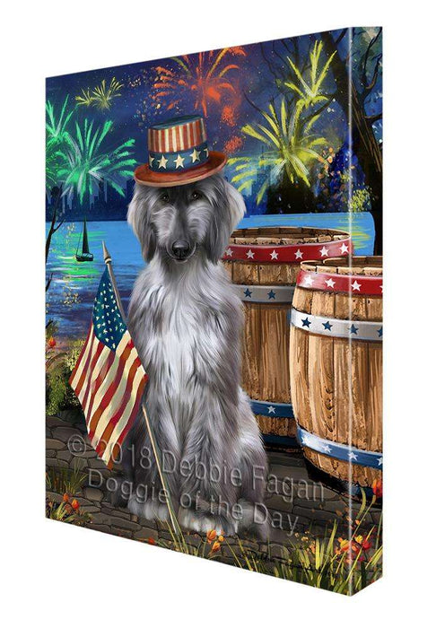 4th of July Independence Day Fireworks Afghan Hound Dog at the Lake Canvas Print Wall Art Décor CVS76175