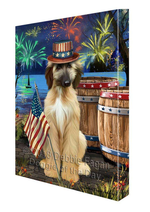 4th of July Independence Day Fireworks Afghan Hound Dog at the Lake Canvas Print Wall Art Décor CVS76184