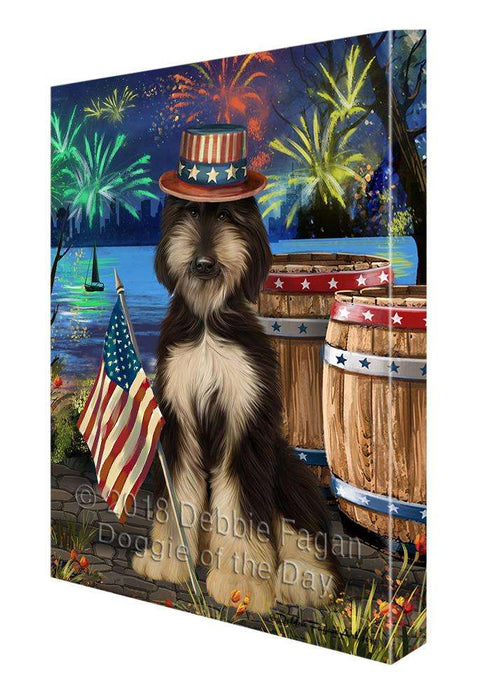 4th of July Independence Day Fireworks Afghan Hound Dog at the Lake Canvas Print Wall Art Décor CVS76193