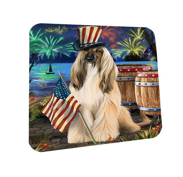 4th of July Independence Day Fireworks Afghan Hound Dog at the Lake Coasters Set of 4 CST51022