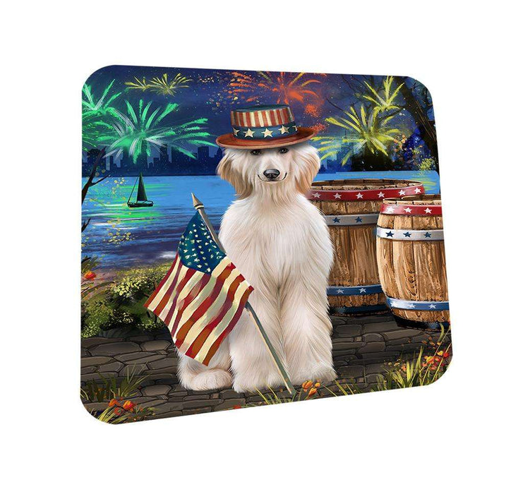 4th of July Independence Day Fireworks Afghan Hound Dog at the Lake Coasters Set of 4 CST51023