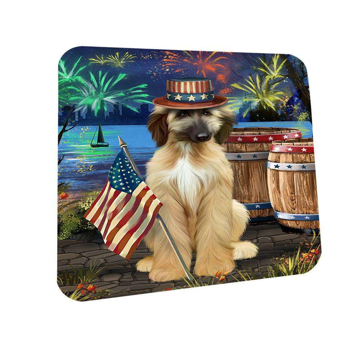 4th of July Independence Day Fireworks Afghan Hound Dog at the Lake Coasters Set of 4 CST51025