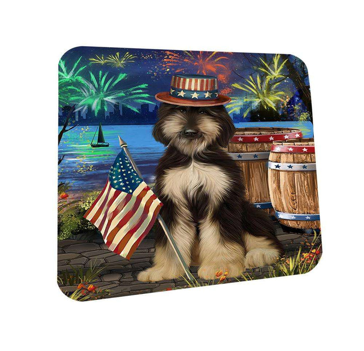4th of July Independence Day Fireworks Afghan Hound Dog at the Lake Coasters Set of 4 CST51026