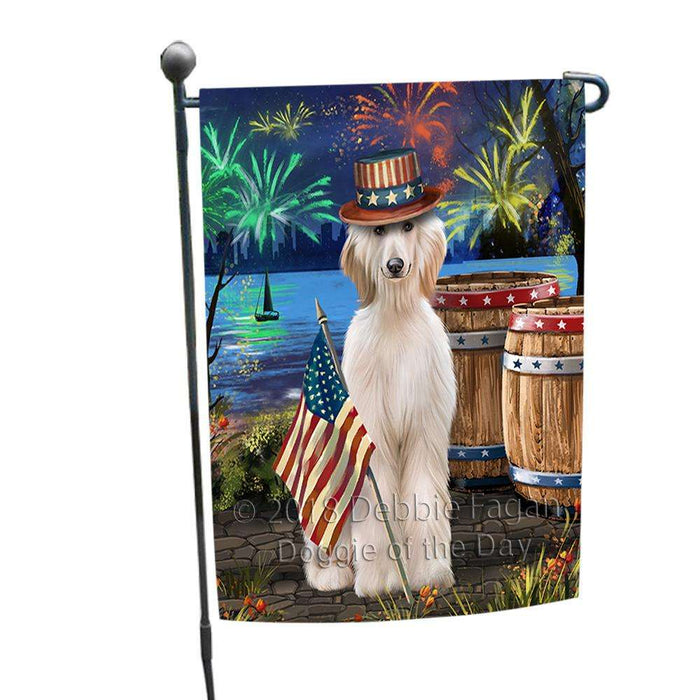 4th of July Independence Day Fireworks Afghan Hound Dog at the Lake Garden Flag GFLG50986