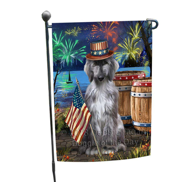 4th of July Independence Day Fireworks Afghan Hound Dog at the Lake Garden Flag GFLG50987