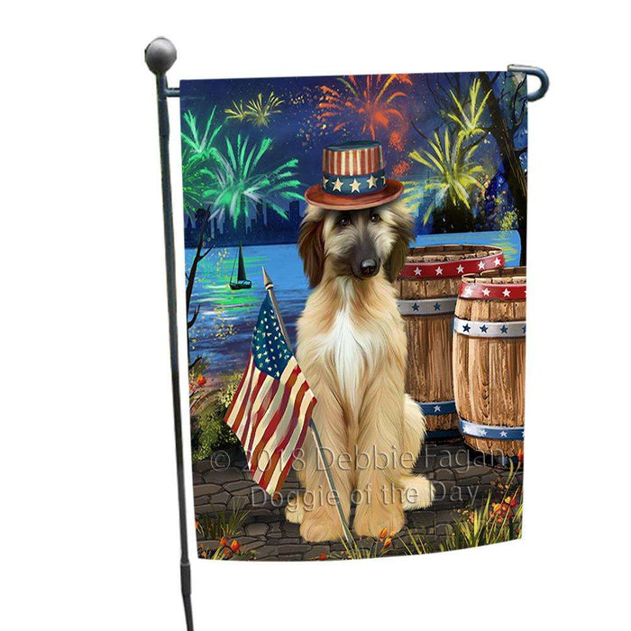 4th of July Independence Day Fireworks Afghan Hound Dog at the Lake Garden Flag GFLG50988