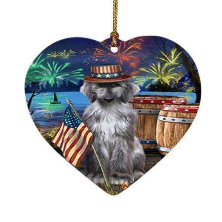4th of July Independence Day Fireworks Afghan Hound Dog at the Lake Heart Christmas Ornament HPOR51065