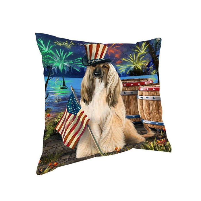 4th of July Independence Day Fireworks Afghan Hound Dog at the Lake Pillow PIL60316