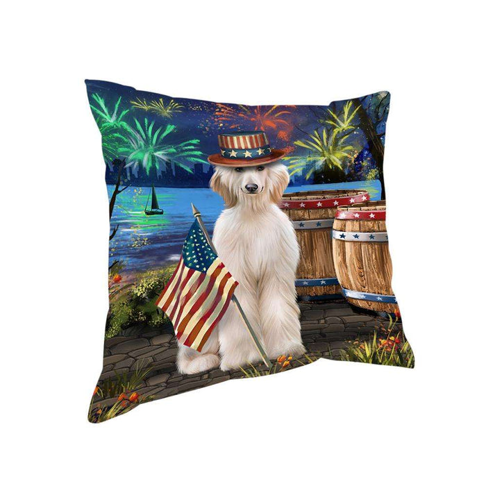 4th of July Independence Day Fireworks Afghan Hound Dog at the Lake Pillow PIL60320